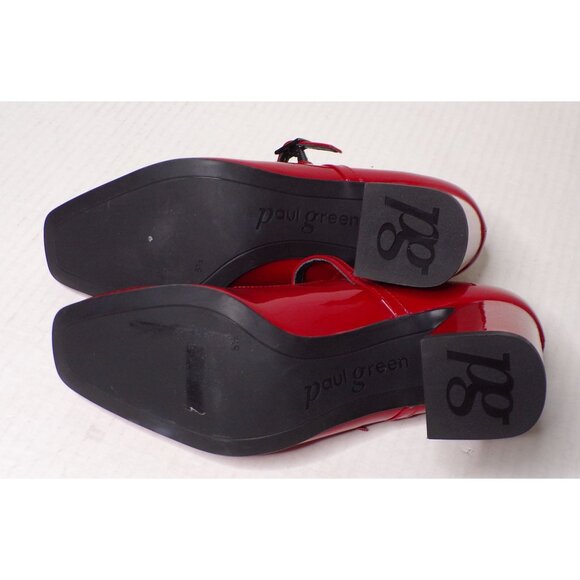 🆕PAUL GREEN Zoe Mary Jane Square Toe Pump Shoes 8 Red Patent - Picture 16 of 16